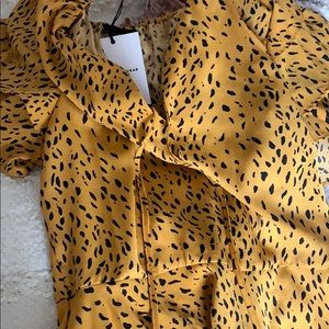 Who What Wear Yellow Animal Print Blouse